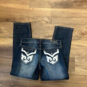 Request Jeans Womens Size 1/25 Dark Wash Capri Cropped Slim Bling Pockets